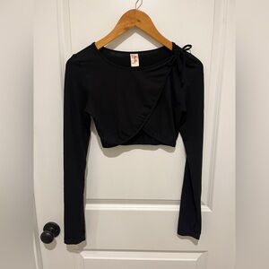 Mirella Black Dance Long Sleeve Wrap Top
